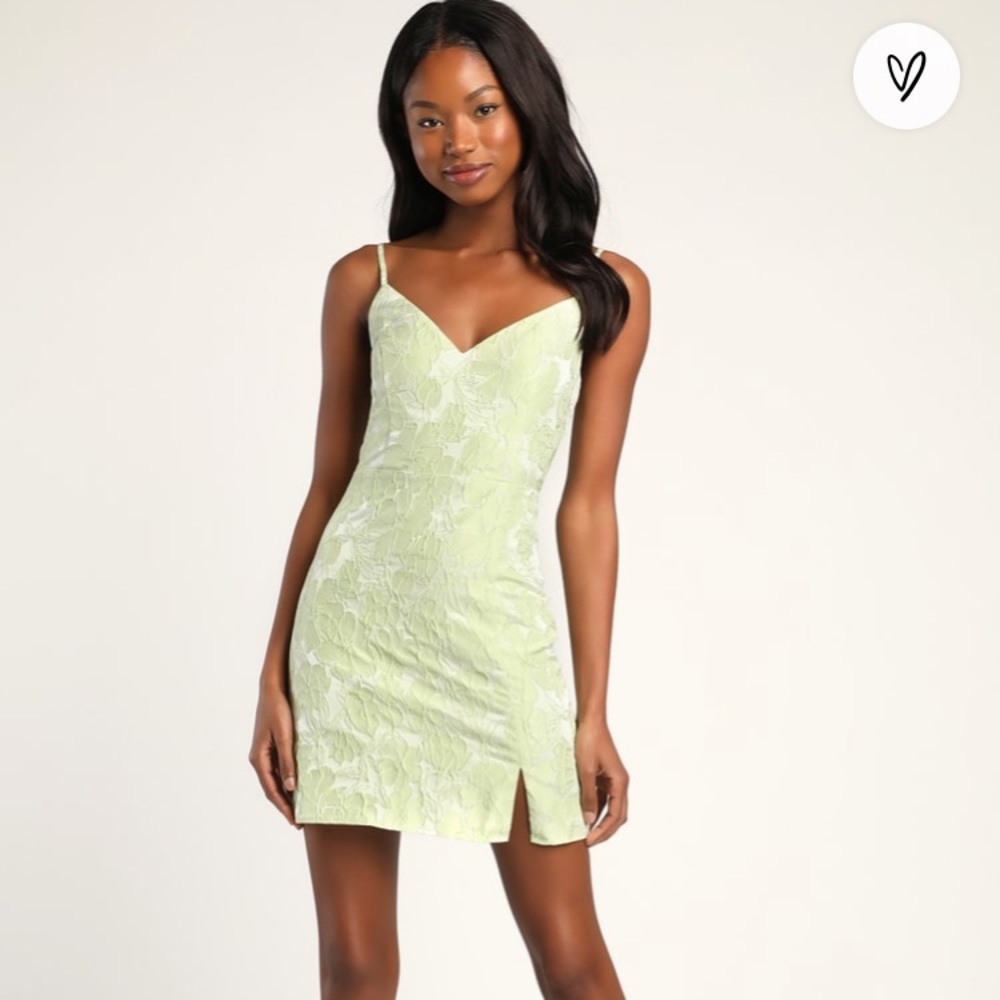 Floral Goals Light Green Sleeveless Mini Dress, Lulu’s, XS, New with tags